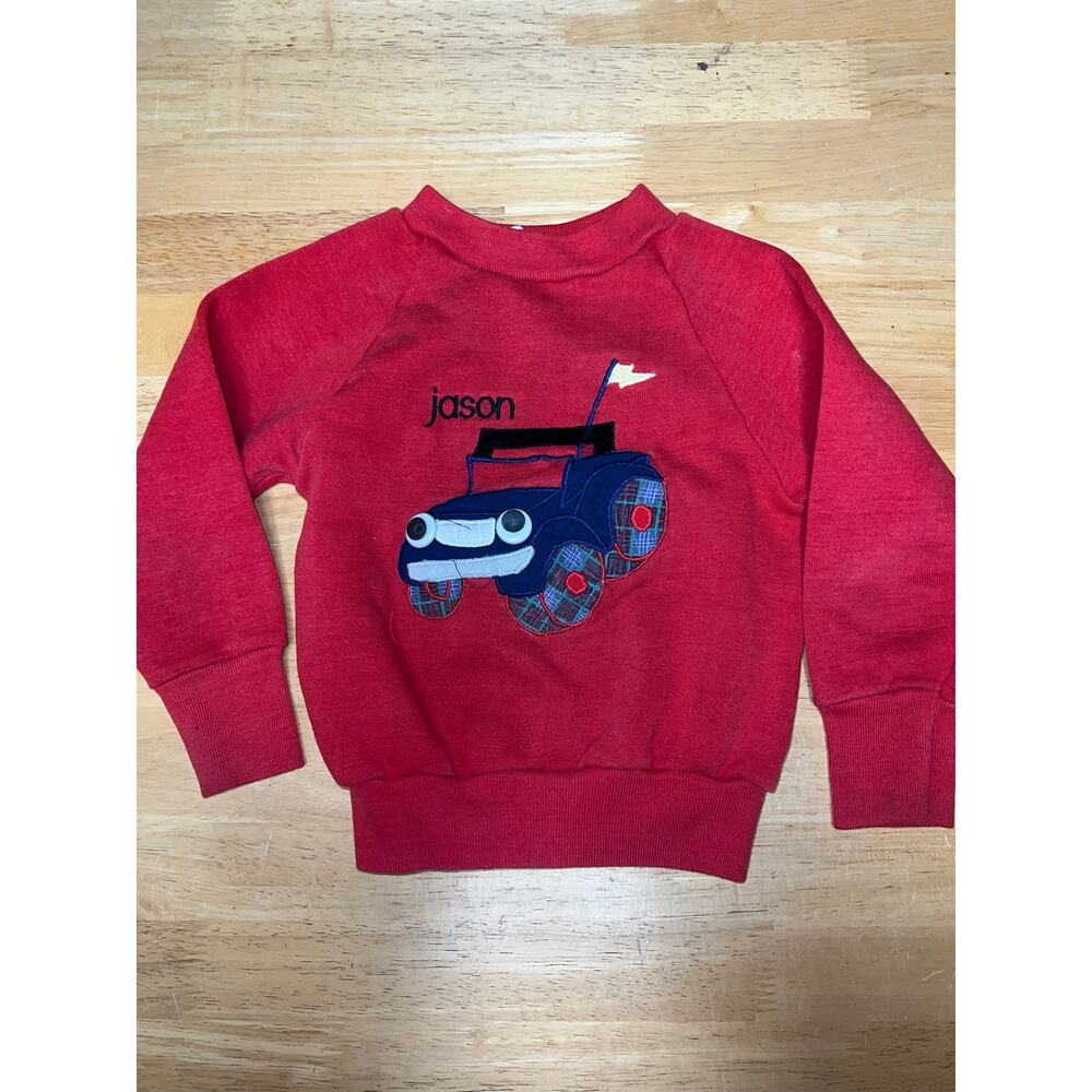 Vintage Toddler Car Sweatshirt Crewneck Jason Buggy Kids Baby Size 4